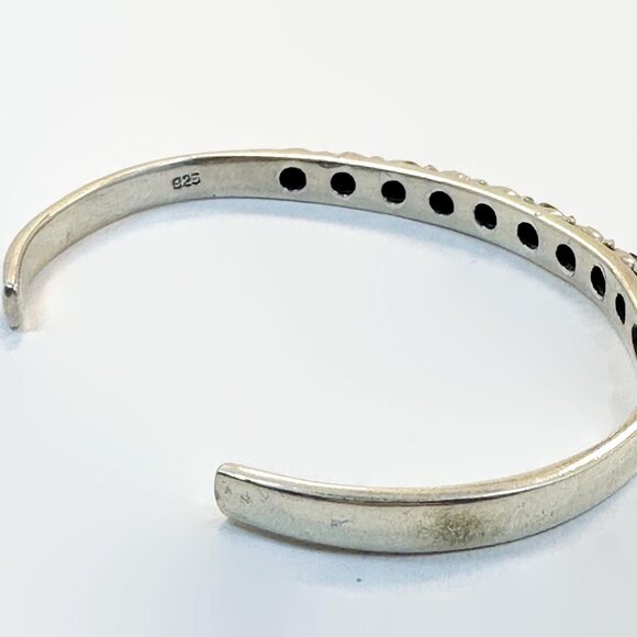 Vintage Black Onyx Cuff Sterling Silver: Boho Bracelet Bohemian Stacking Stone - Picture 3 of 6